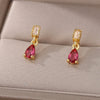 Water Drop Zircon Stud Earrings for Women  Stainless Steel Gold Color Earring 2023 Trend Wedding Jewerly Christmas Gifts