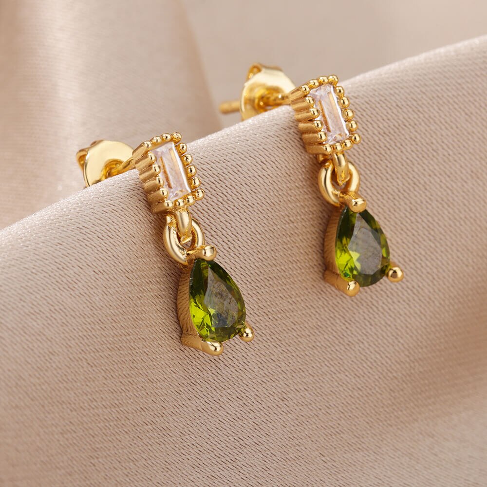 Water Drop Zircon Stud Earrings for Women  Stainless Steel Gold Color Earring 2023 Trend Wedding Jewerly Christmas Gifts