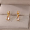 Water Drop Zircon Stud Earrings for Women  Stainless Steel Gold Color Earring 2023 Trend Wedding Jewerly Christmas Gifts