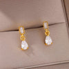Water Drop Zircon Stud Earrings for Women  Stainless Steel Gold Color Earring 2023 Trend Wedding Jewerly Christmas Gifts