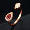 Water drop shape tourmaline stone women engagement wedding rings S925 sterling silver female finger ring ladies fine jewelry
