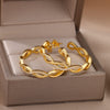 Wave Round Hoop Earrings for Women Stainless Steel Gold Color Earrings 2023 Trend Zircon Couple Wedding Jewelry Christmas Gifts