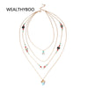 WealthyBoo Bohemia Shell Glass Beads Statement Choker Necklace Chic Layer Multi Chains Choker Collar Women Body Chain Necklaces