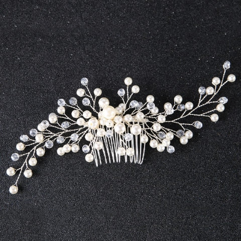Wedding Hair Accessories Clips Romantic Crystal Pearl Flower HairPin Rhinestone Tiara Bridal Crown Hair Pins Bride Hair Jewelry