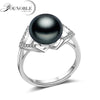 Wedding Real 925 sterling silver ring with pearl,adjustable black pearl ring wift birthd gift