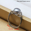 Wedding Real 925 sterling silver ring with pearl,adjustable black pearl ring wift birthd gift