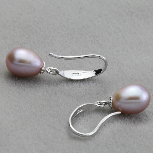 Wedding Real Drop Earrings for Women Bridal Gift,Trendy White Natural Pearl Earrings Silver Jewelry