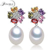 Wedding colorful natural pearl earrings for women,birthd best gift white pearl earring 925 silver jewelry