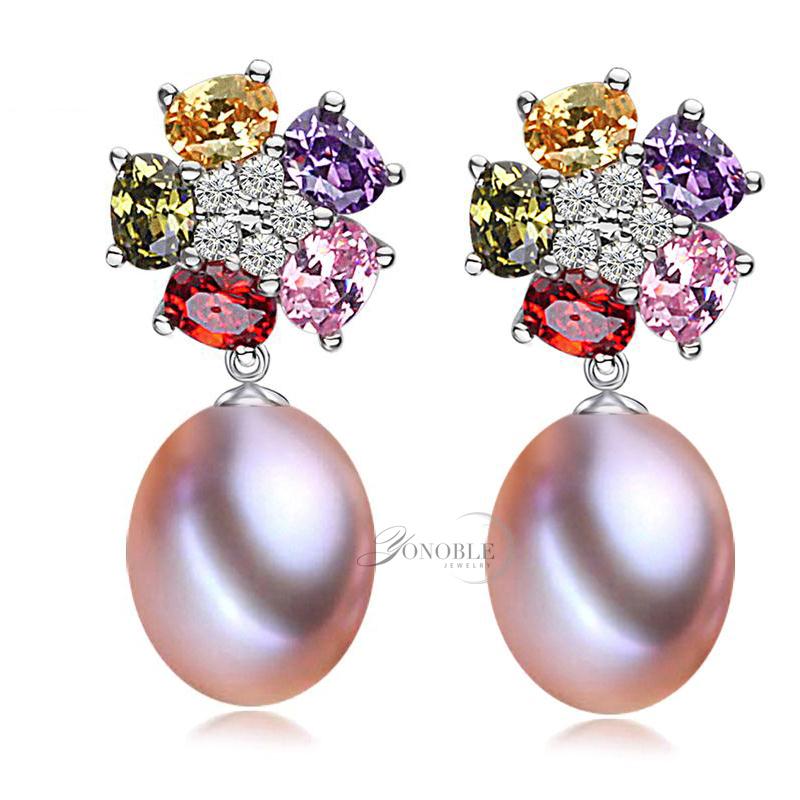 Wedding colorful natural pearl earrings for women,birthd best gift white pearl earring 925 silver jewelry