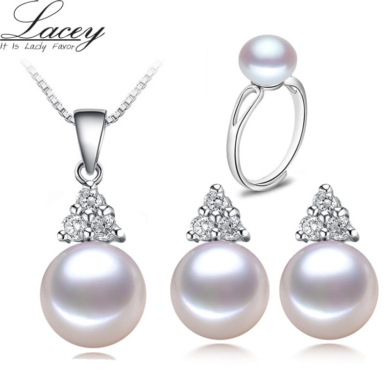 Wedding pearl jewelry sets women,natural pearl jewelry 925 sterling silver jewelry girlfriend mom birthd best gift