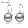 Wedding girl's birthd gift gr natural pearl earrings,black rendy 925 sterling silver pearl earrings for women