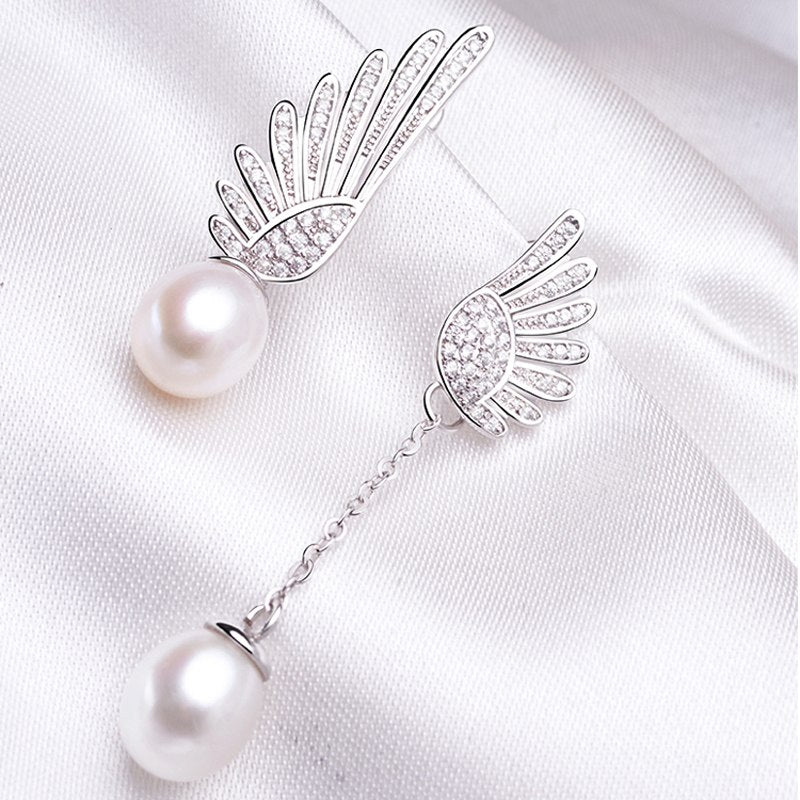 Wedding long white natural pearl stud earrings for women,925 silver pearl jewelry earrings mother pearl jewelry