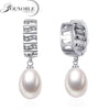 Wedding natural big pearl earrings for women,925 silver hoop earring with pearl daughter gift
