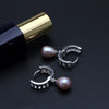 Wedding natural big pearl earrings for women,925 silver hoop earring with pearl daughter gift