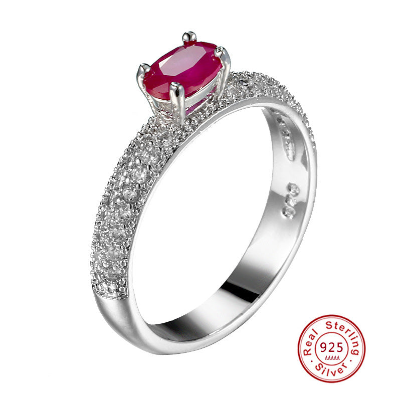 Weddings/bride Red Large CZ Stone jewelry 925 Sterling Silver Rings charming lady nice party ring size 7-9 anillos mujer