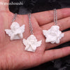 Wenushoushi white color art Baroque angel necklaces women angels necklaces man resin material stainless chains di080