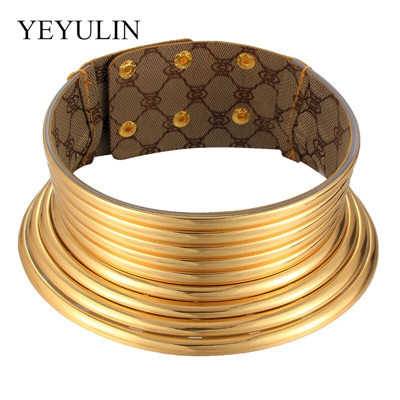 Western Style  Statement Choker Necklace Women Gold Color Leather Collar Necklace African Adjustable Chokers Jewelry For Women