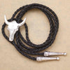 Western Texas Longhorn Buffalo Steer Cow Skull Leather Rodeo Bolo Tie Necktie Vintage Necklace Jewelry Men Women Unisex