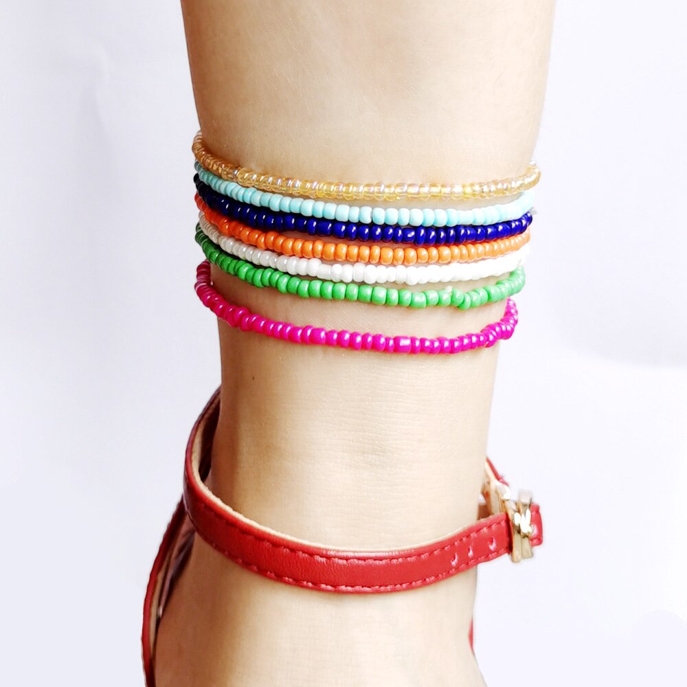 Wgoud Bohemian Seed Bead Handmade Bracelet For Women Multicolor  Simple Manual Elastic Beach Bangle Jewelry Gift