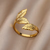 Whale Tail Rings for Women Open Adjustable Stainless Steel Ring 2023 Trend Lucky Happiness Aesthetic Wedding Jewelry anillos
