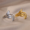 Whale Tail Rings for Women Open Adjustable Stainless Steel Ring 2023 Trend Lucky Happiness Aesthetic Wedding Jewelry anillos