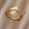 Whale Tail Rings for Women Open Adjustable Stainless Steel Ring 2023 Trend Lucky Happiness Aesthetic Wedding Jewelry anillos