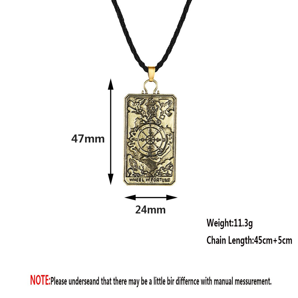 Wheel Of FortuneTarot Card Women Men Necklace Divination Pendant Pagan Fortune Teller Lucky Jewelry Viking Vintage Necklace