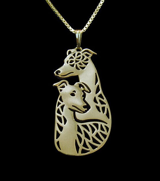 Whippet couple dog necklace Greyhound dog jewelry for women golden two colors