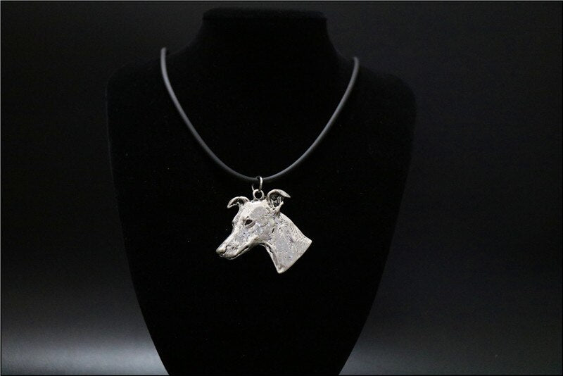 Whippet dog necklace  Handmade necklace Embossed  pendant jewelry golden colors plated fast delivery