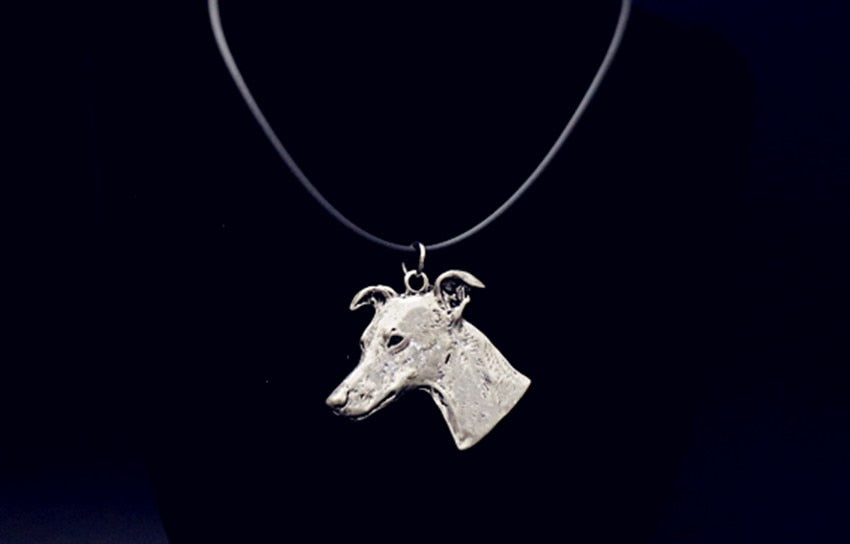 Whippet dog necklace  Handmade necklace Embossed  pendant jewelry golden colors plated fast delivery