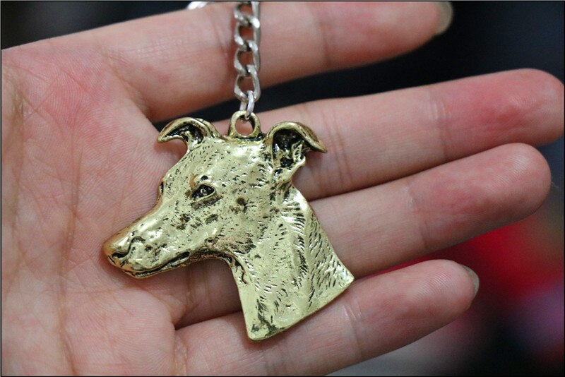 Whippet dog necklace  Handmade necklace Embossed  pendant jewelry golden colors plated fast delivery