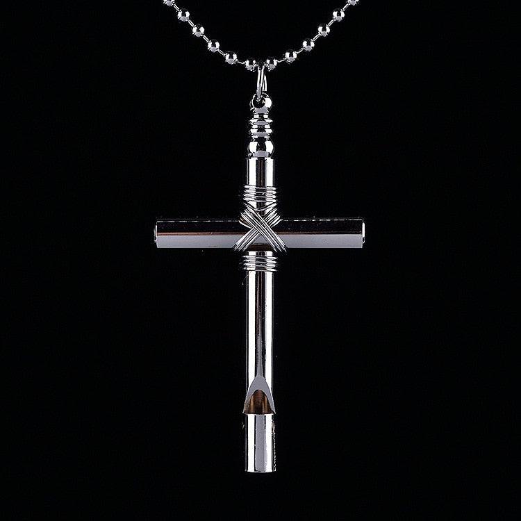 Whistle Necklace Cross Pendant Hell Girl Anime Jewelry Gothic Alloy Black Silver Color Metal Gift For Teenager Boy Girl Hot