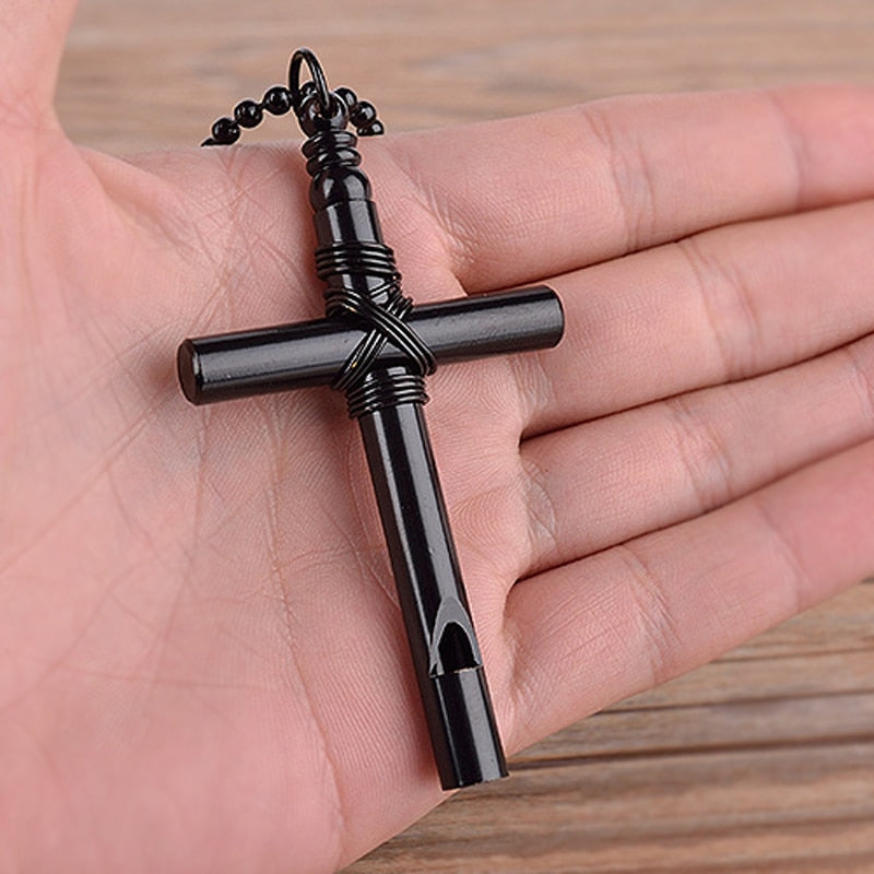 Whistle Necklace Cross Pendant Hell Girl Anime Jewelry Gothic Alloy Black Silver Color Metal Gift For Teenager Boy Girl Hot