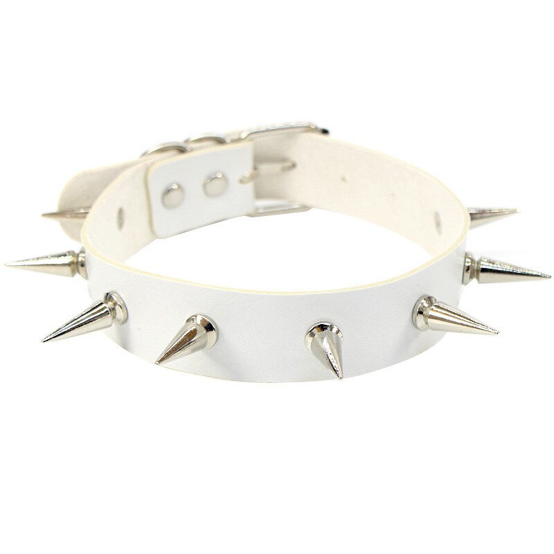 White Black Spike Choker Belt Collar Women Pu Leather Goth Choker Necklace for Women Party Club Chockers Sexy Gothic Jewelry