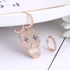 White Blue CZ Zircon Pave Skull Creole Hinged Hoop Earrings For Woman Individual Halloween Vintage Asymmetric Earring Jewelry