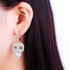 White Blue CZ Zircon Pave Skull Creole Hinged Hoop Earrings For Woman Individual Halloween Vintage Asymmetric Earring Jewelry