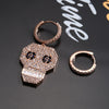 White Blue CZ Zircon Pave Skull Creole Hinged Hoop Earrings For Woman Individual Halloween Vintage Asymmetric Earring Jewelry