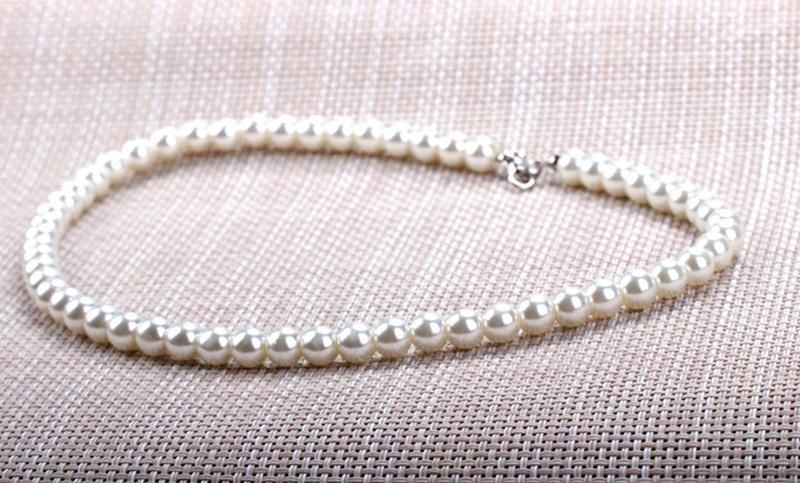 White Faux Pearl Beads Necklace Summer Spring Women Party Jewelry 42cm Elegant Imitation Pearl Choker Necklace hot Fashion