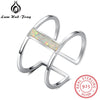 White Fire Opal Open Rings For Women Girls Hollow Out 925 Sterling Silver Wide Ring Wedding Party Jewelry( RI102939)