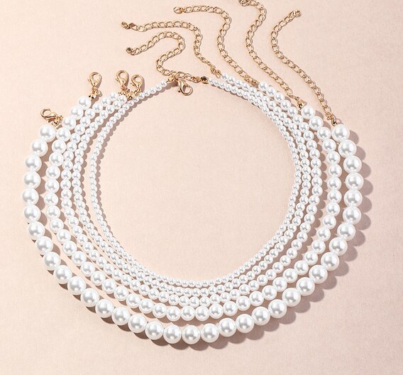 White Imitation Pearl Choker Necklace Women Charm Simple Jewelry 4/6/8/10MM beads