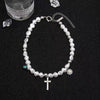 White Irregular Simulated Pearl Necklace Jewelry Rhinestone Cross Crystal Pendant Classic Necklace For Women Choker Necklace