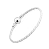 White Leather Chain Bracelets with 100% 925 Sterling Silver Snake Ball Clasp Charm for Women Men Fine Jewelry PLE718