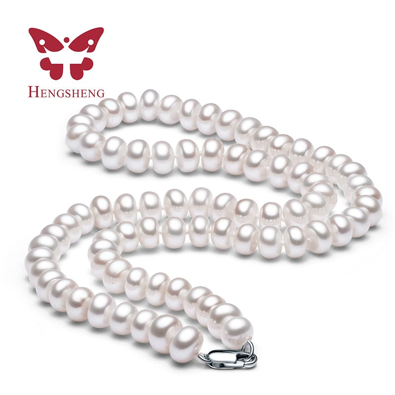 White Natural Freshwater Pearl Necklace For Women 8-9mm Necklace Beads Jewelry 40cm/45cm/50cm Length Necklace Fashion Jewelry