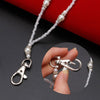 White Pearls Bead ID Badge Holder Lanyard Necklace with Magnetic Breakaway Clasp