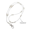 White Pearls Bead ID Badge Holder Lanyard Necklace with Magnetic Breakaway Clasp