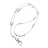 White Pearls Bead ID Badge Holder Lanyard Necklace with Magnetic Breakaway Clasp
