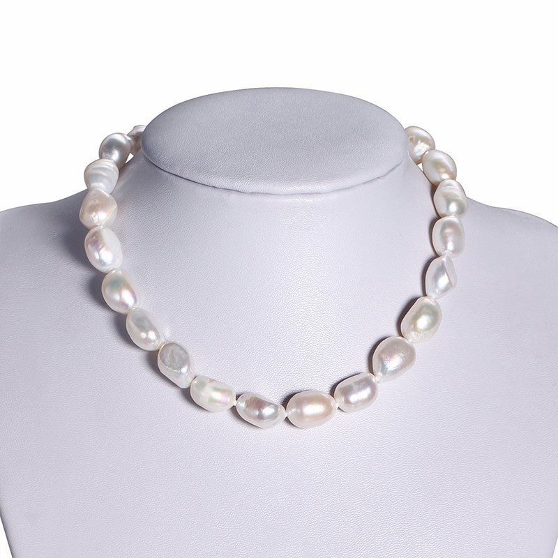White/Purple Real Natural Braque Pearl Jewelry Women Necklace,Fashion Cute Love Buckle,Irregular Shape Freshwater Pearl Necklace