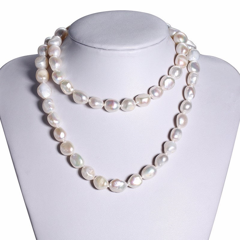 White/Purple Real Natural Braque Pearl Jewelry Women Necklace,Fashion Cute Love Buckle,Irregular Shape Freshwater Pearl Necklace