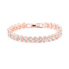 White&Rose Gold Color Charm Zirconia Crystal Tennis Bracelets for Women Wedding Bride Clasp Rhinestone Bracelet