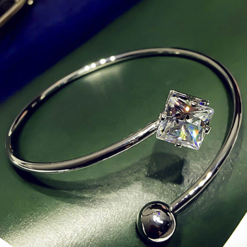 White /Rose Gold Color Classic Bangle Bracelets Cuff For Women Adjustable Charm Love Cubic Crystle Bangles Bracelet